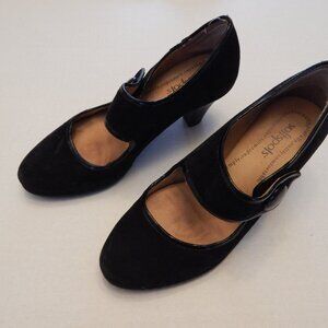 Softspots, black suede Mary Janes, size 8.5